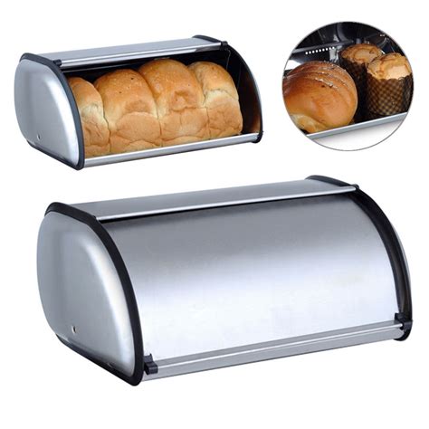 large metal bread box full size loaves|stainless steel bread box.